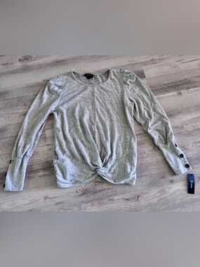 Bwear Light Gray Twist-Knot Long Sleeve Top